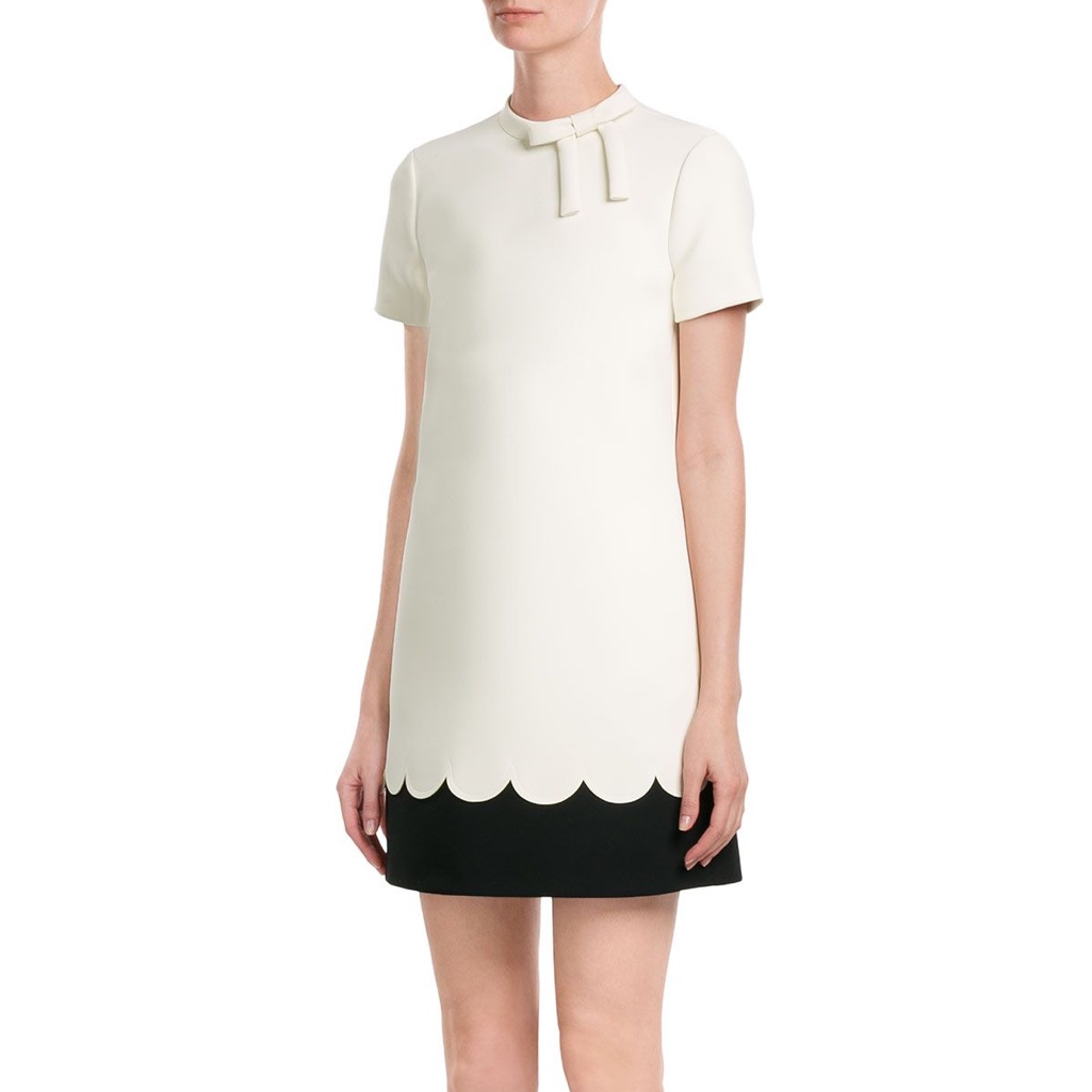 Red Valentino Bow Short Sleeve Scallop Dress 36 Xs